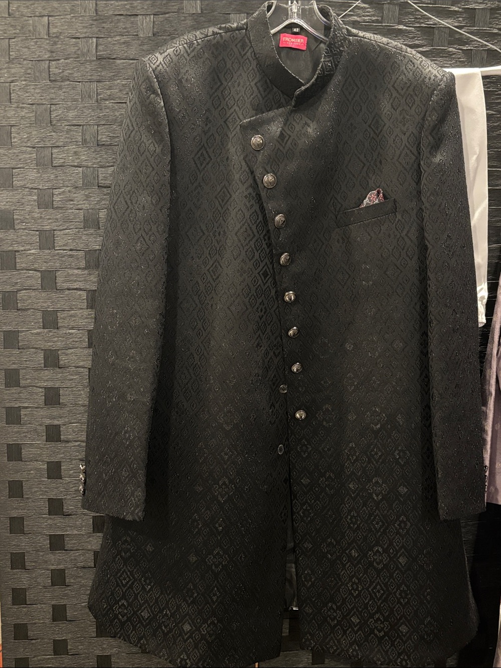 Men's Black Embroidered Sherwani by